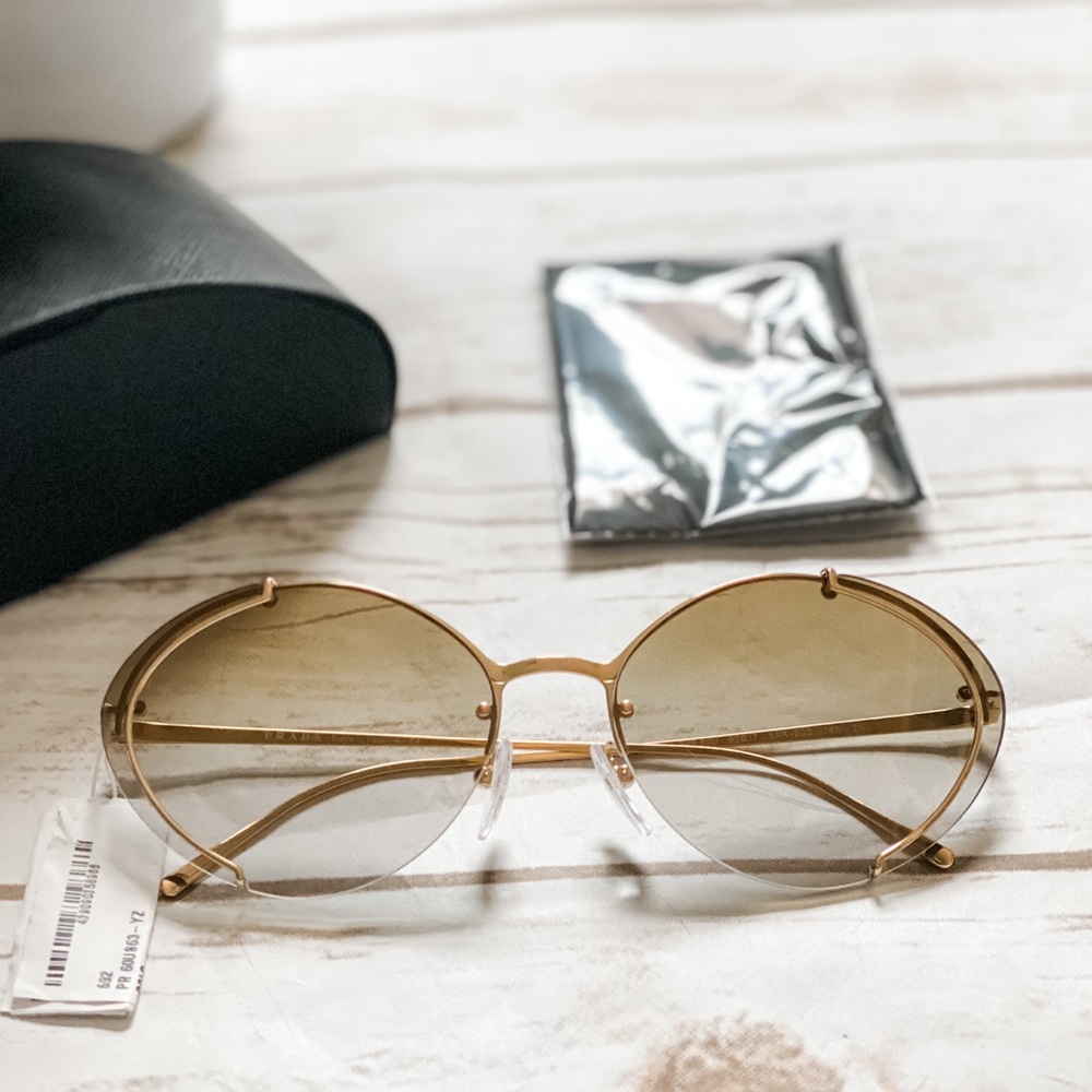 Authentic NWT Prada Gold Sunglasses